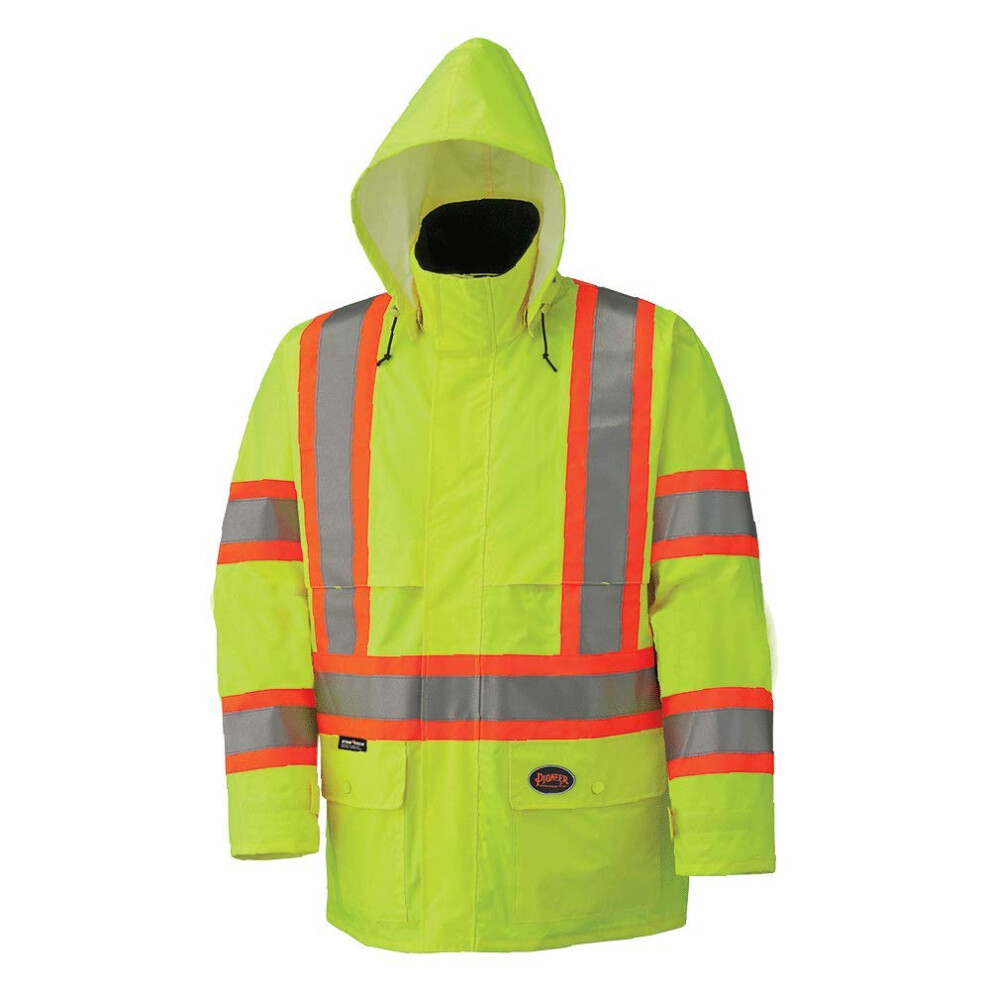 Pioneer High Visibility  150D Lightweight Waterproof Safety Rain Jacke