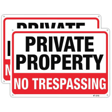Großes Privatgrundstück Verboten-Schild 14"x10" rostfreies Aluminium, UV-Druck, wetterfest, 7 Jahre Outdoor (2er-Pack)