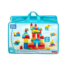 MEGA BLOKS Fisher-Price Toddler Block Toys Deluxe Building Bag with 1