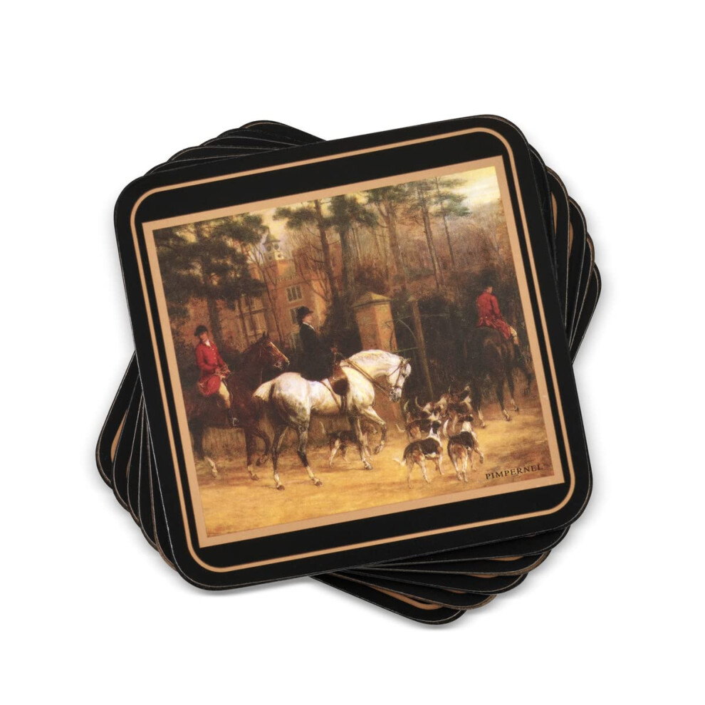 Pimpernel Tally Ho Collection Coasters  Set of 6  Cork Backed Board  H