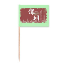 Shenzhen Town City Ink Painting Toothpick Flags Marker Topper Party Decoration