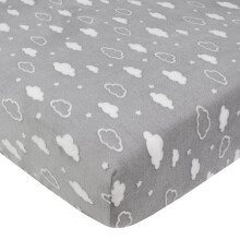 American Baby Company Heavenly Soft Chenille Fitted Crib Sheet 28" x 52", Warm Neutral Gray 3D Cloud