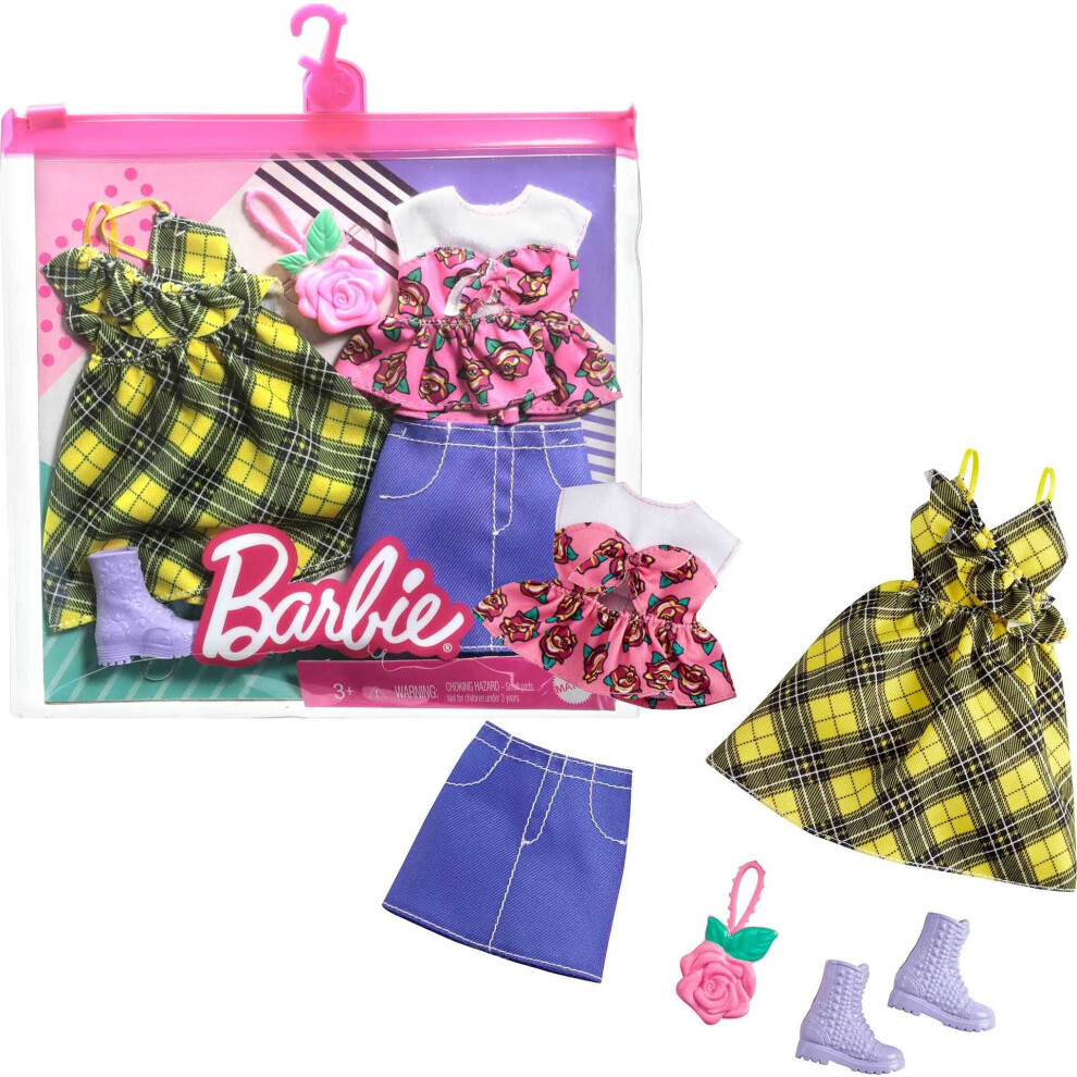 Barbie Fashions 2-Pack Clothing Set  2 Outfits Doll Include Yellow Pla