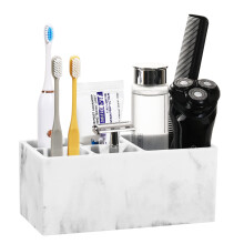 Portaspazzolino in resina Luxspire, 5 scomparti, igienico, fatto a mano, portaspazzolino, dispenser, set organizer da bagno per dentifricio e ras
