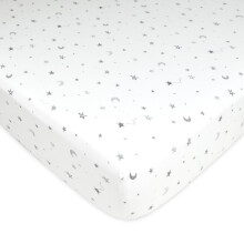 American Baby Company 100% Katoenen Jersey Fitted Crib Sheet, Grijze Sterren en Maan