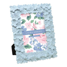 Laura Ashley 4x6 Powder Blue Flower Textured Hand-Crafted Resin Pictur