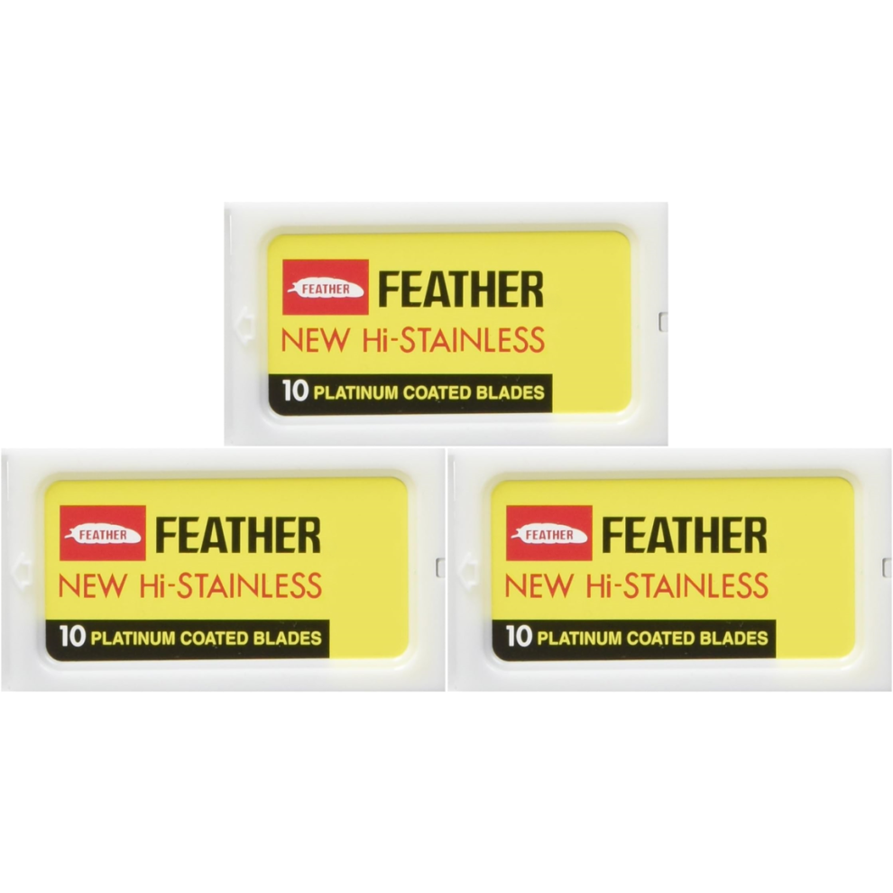 30 Feather New Hi Stainless Double Edge Razor Blades