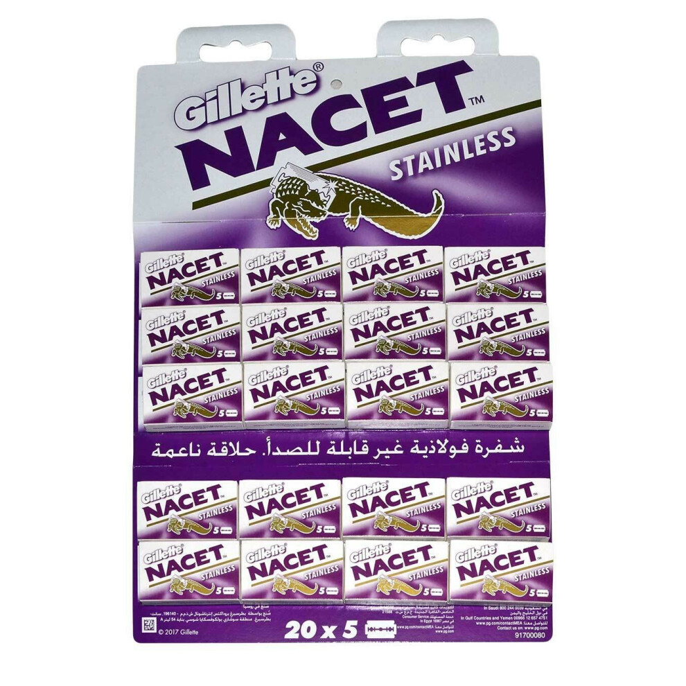 100 Gillette Nacet Double Edge Razor Blades