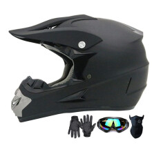 Motorcrosshelm Jeugd Kinderen Trend Integraalhelm ATV-motorhelm Crossmotor Downhill Off-road mountainbikehelm DOT-gecertificeerde 4-delige set (zwart