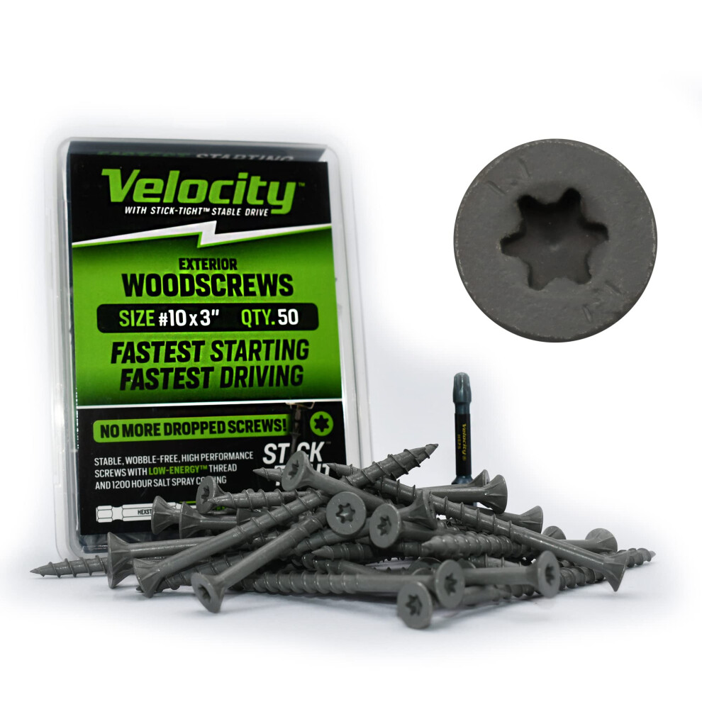 Velocity Exterior Wood Screw DIY Pack- 40 Wood Screws  Made with Carbo