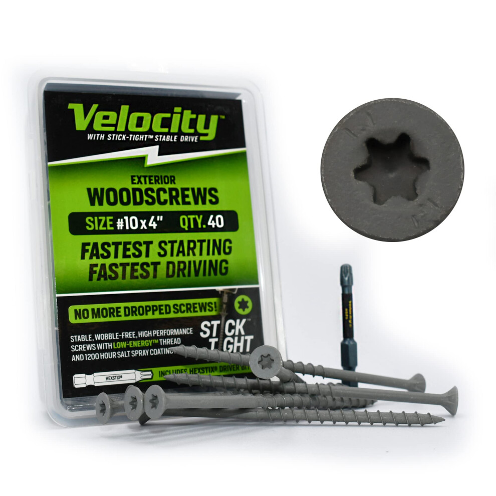 Velocity Exterior Wood Screw DIY Pack- 40 Wood Screws  Made with Carbo