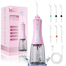MOCEL Idropulsore Dentale ad Acqua per Denti - Serbatoio Grande da 350 ml 5 Modalit? e 6 Punte Irrigatore Orale Senza Fili Portatile Impermeabile