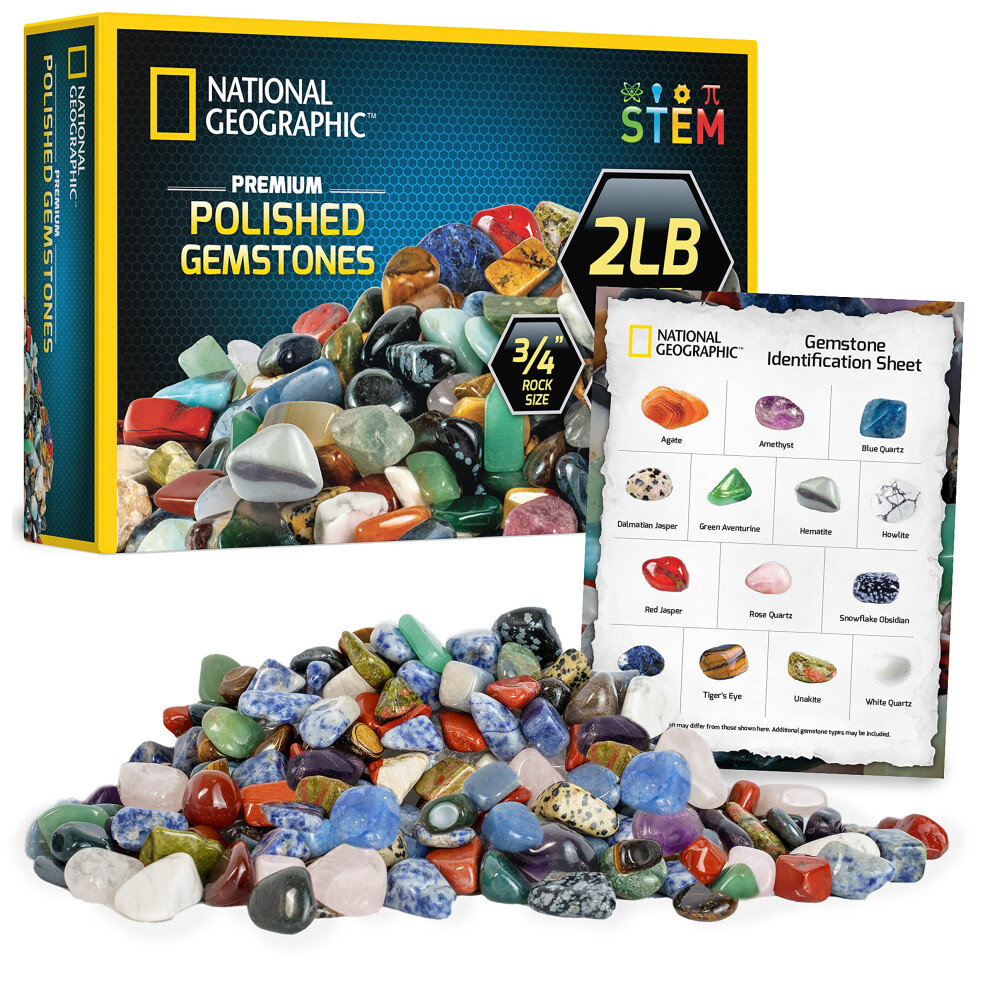 NATIONAL gEOgRAPHIc Premium Polished Stones - 2 Pounds of 34-Inch Tumb