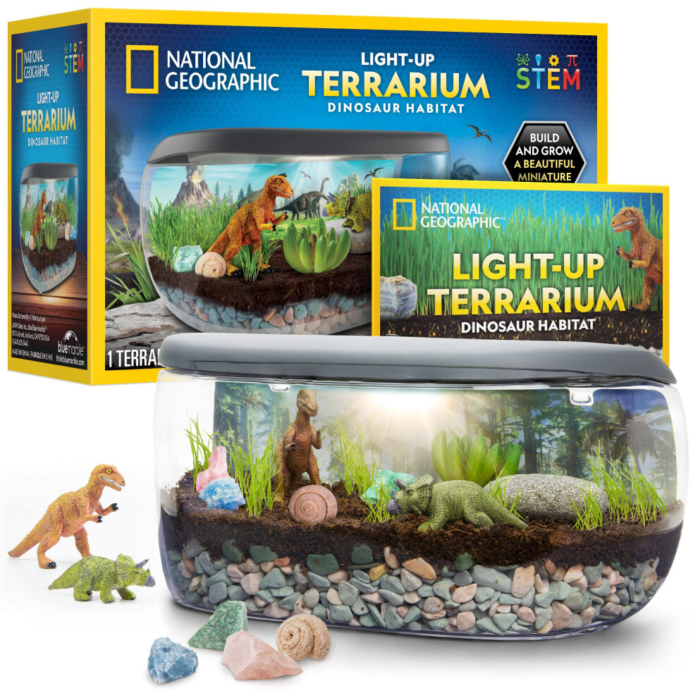 NATIONAL GEOGRAPHIC Light Up Terrarium Kit for Kids - Build a Dinosaur