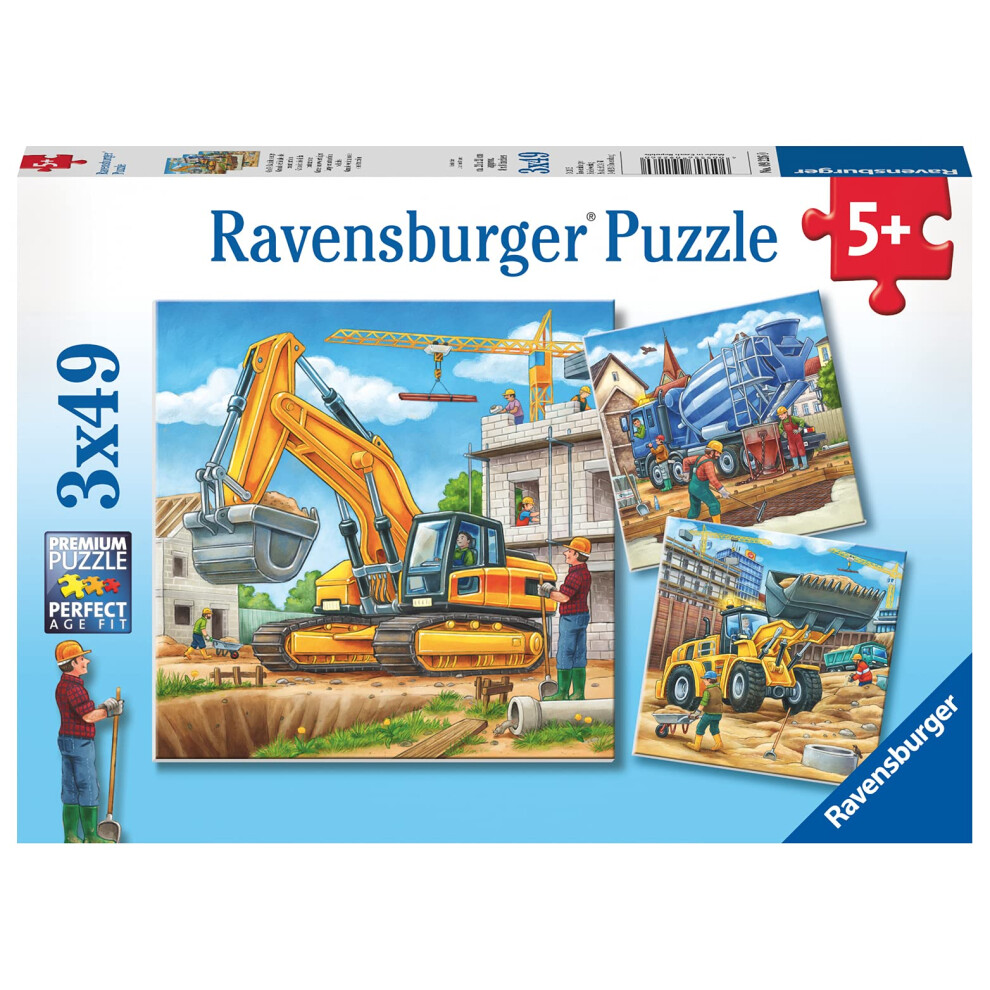 Ravensburger 09226  Large Construction Vehicles 3 x 49 Piece Puzzles i