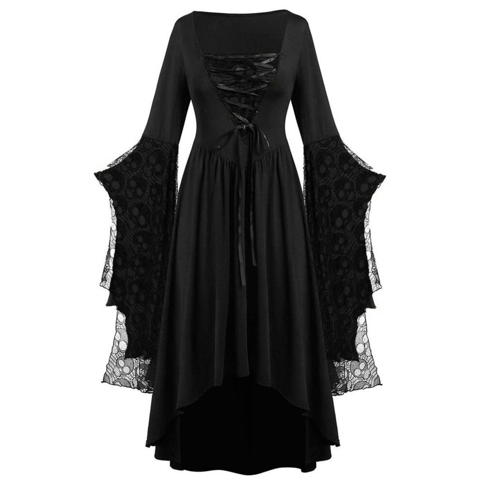 (Black, M) Halloween Womens Gothic Witch Dress Adult Medieval Renaissance Cosplay Costume