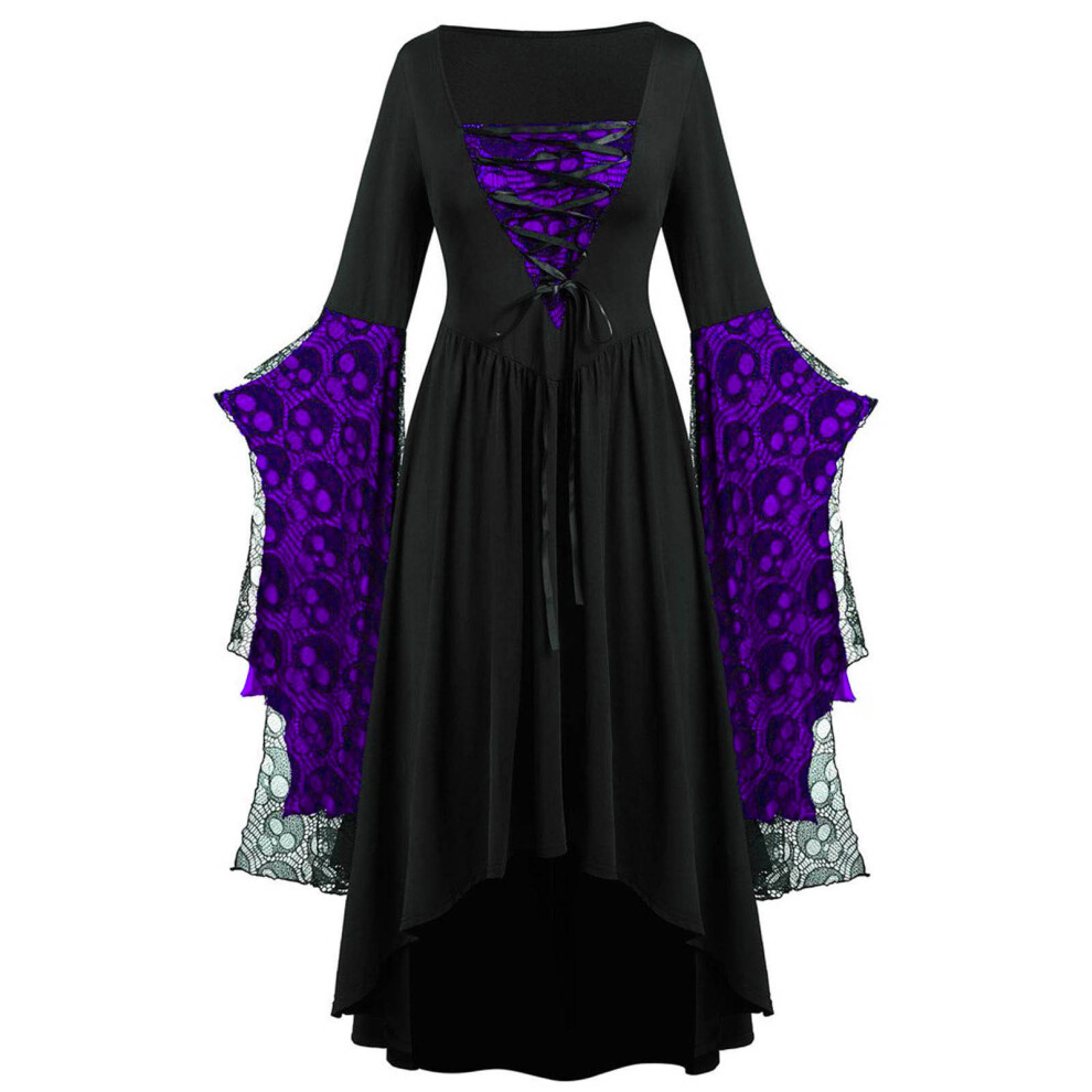 (Violet, 2XL) Halloween Womens Gothic Witch Dress Adult Medieval Renaissance Cosplay Costume