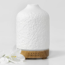 Diffuseur d'Huiles Essentielles en Céramique - Diffuseur Aromathérapie avec Minuterie et 7 Lumières LED
