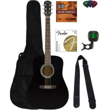 Fender Squier Dreadnought Acoustic Guitar - Black Bundle with Gig Bag