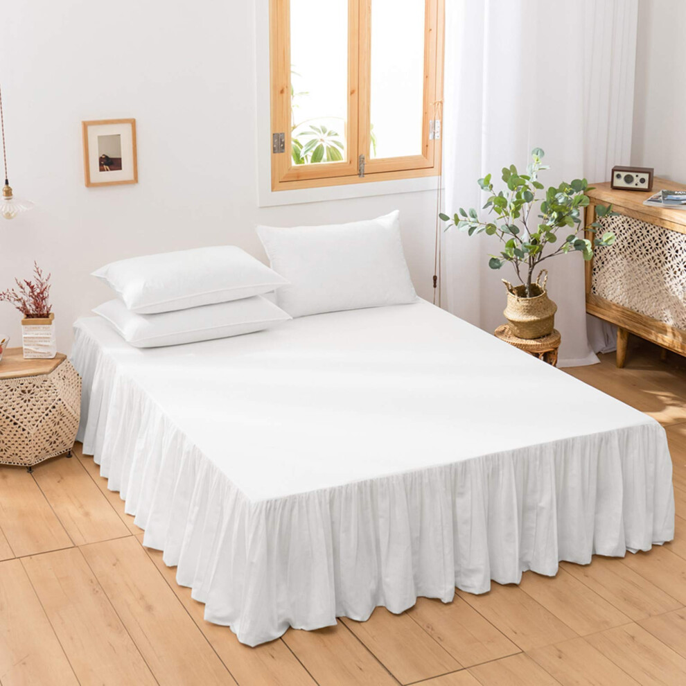BISELINA French Linen Bed Skirt with Pleated Frills 14-Inch Tailored D