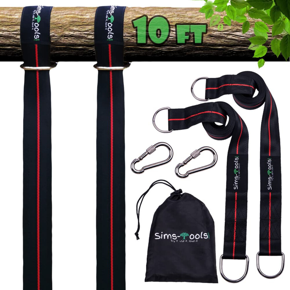 Tree Swing Straps Hanging Kit - Two 10ft Extra Long Heavy Duty 2200lbs