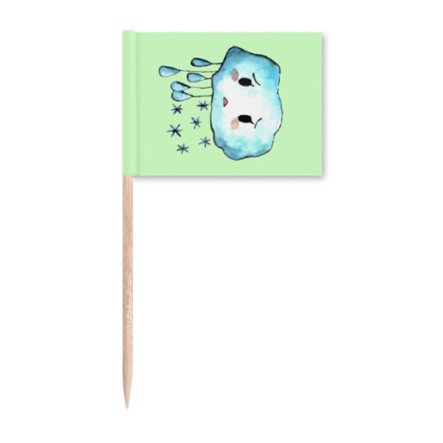 Tempera Pitiful Rain Cloud Toothpick Flags Marker Topper Party Decoration