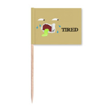 Tired Brown Emotion Sweating Toothpick Flags Marker Topper Party Decoration