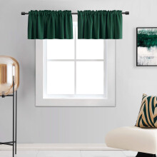 DONREN 2-teilige, 38 cm lange, dunkelgrόne Verdunkelungsgardinen fόr Fenster Schlafzimmer-Gardinen fόr kleine Fenster zur Heimdekoration (Smaragdg