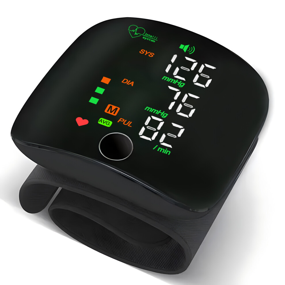 Wrist Digital Blood Pressure Monitor  Rechargeable With LED Heart Rate