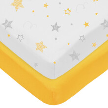 American Baby company 2-Pack Geprinte 100% Natuurlijke Katoenen Jersey Fitted Mini-crib Laken, Gouden Ster