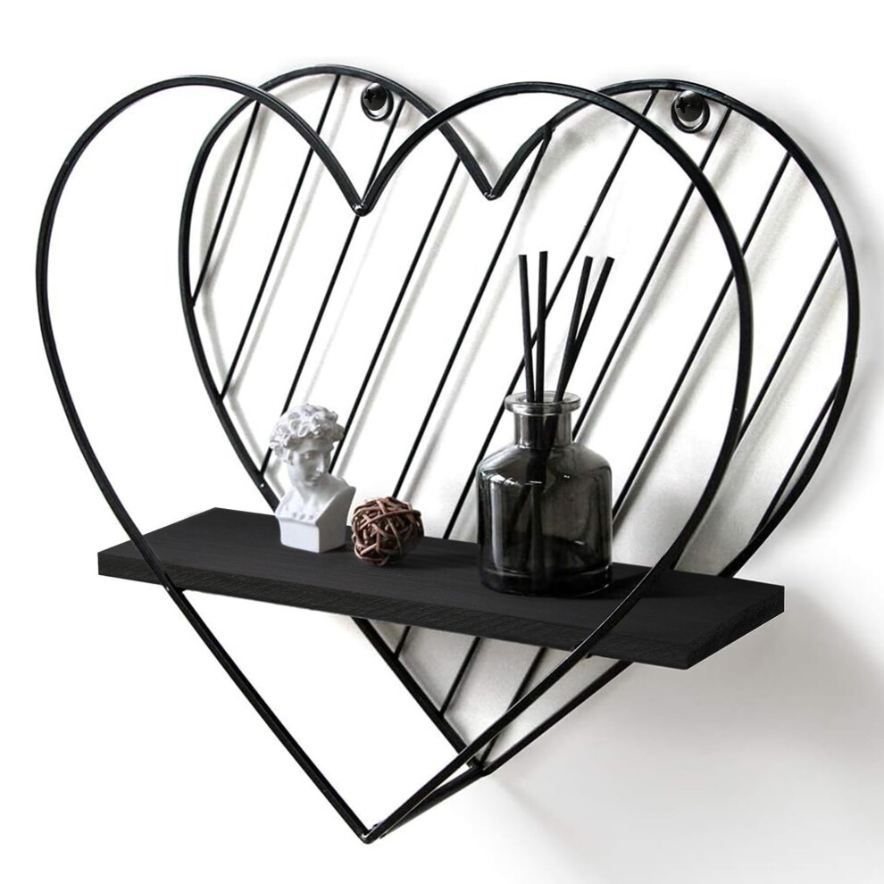 Afuly Floating Shelves For Wall Black Wall Shelf Heart Shaped Modern 732376600613