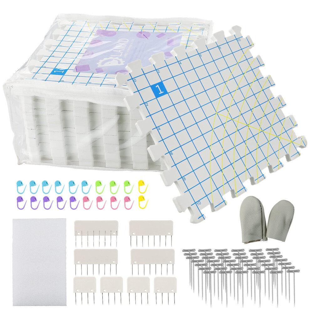 Lamxd Blocking Mats For Knitting - Extra Thick Blocking Boards With Gr