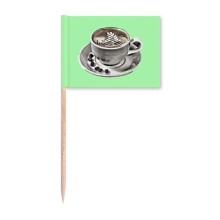 Watercolor Manner Painting Caf Coffee Toothpick Flags Marker Topper Party Decoration