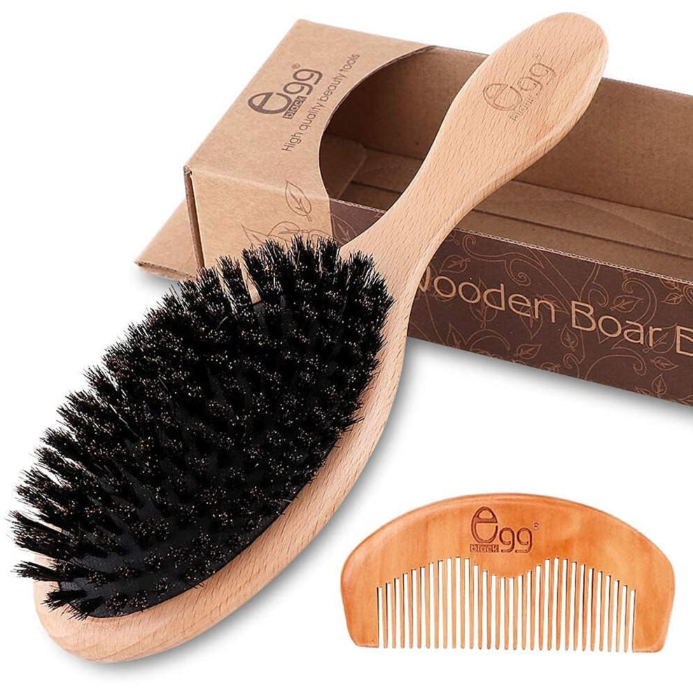 BLACK EGG Boar Bristle Hair Brush for Women Men Kid  Soft Natural Bris