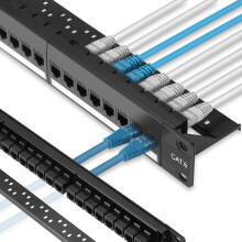 Rapink Patch Panel 24 Port Cat6 with Inline Keystone 10G Support Pass