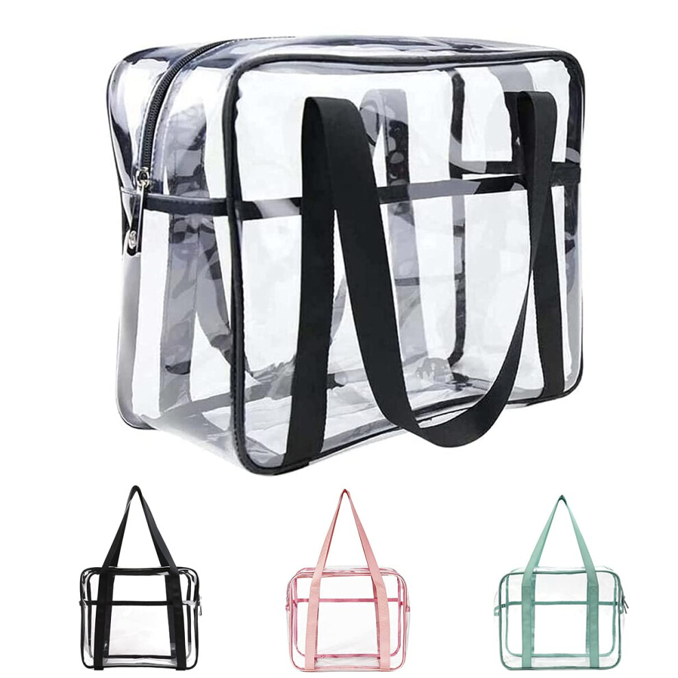 Sxosyo Clear Makeup Bags Large Travel Toiletry Bag For Women Transparent Bag Clear Cosmetic Bags With Handle Bathroom Organizer Bag Pvc Tote Zipper Ha