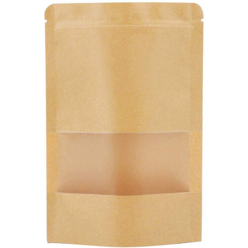 Wiederverwendbare braune Papierbeutel mit Fenster, 50 Stück 5.5"x7.8" Zip-Lock Kaffeeverpackung 1