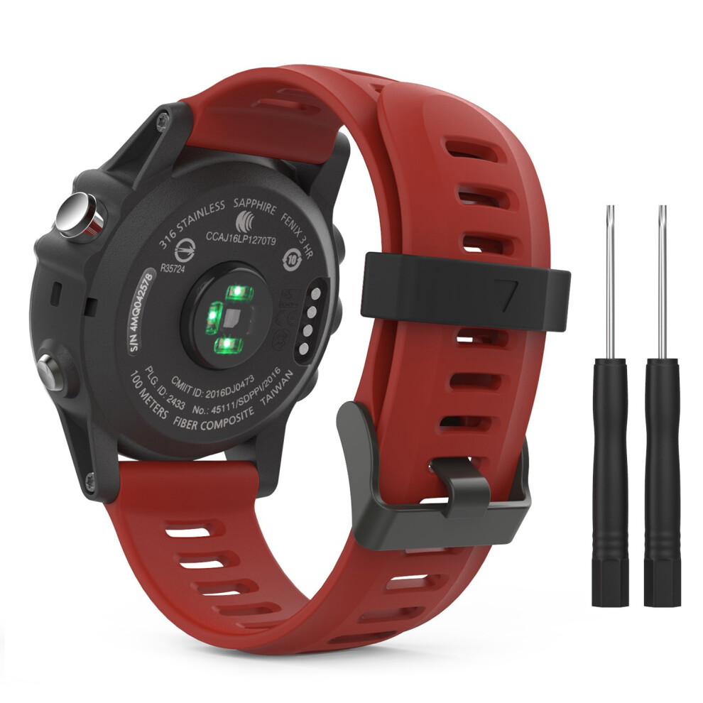 Moko Cinturino Compatibile Con Garmin Fenix 3/3 HR/5X/5X Plus/Tactix Charlie/Descent Mk1, Cinturino Di Ricambio In Silicone Con Strumenti - Cramoisi-image