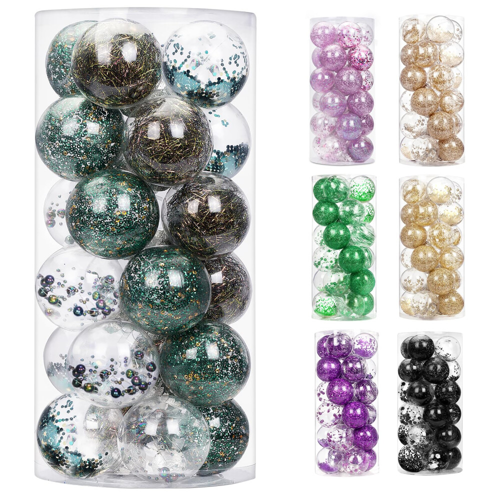 AMS 2.36""/24ct Shatterproof Clear Plastic Christmas Ball Ornaments De