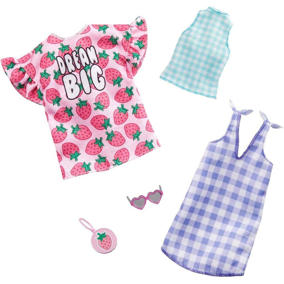 Barbie Clothes  2 Outfits Doll Include a Strawberry-Print Dress  a Che