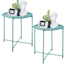 Garden 4 you Beistelltisch, 2er-Set, Beistelltisch fr den Auenbereich, kleiner Terrassentisch, Beistelltisch aus Metall, runder klappbarer Beis