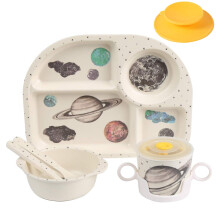 shopwithgreen 7-delig bamboe kinderserviesset - kindergerechten - voedselbord kom kop lepel vorkset servies cartoon servies vaatwasmachinebestendig k