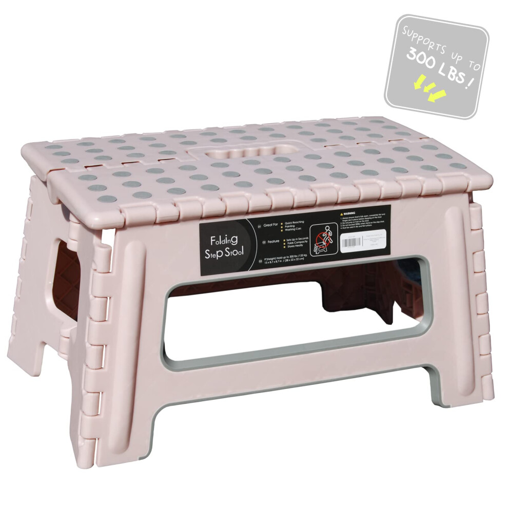 Beeandee Folding Step Stool - 9"""" Height - Holds Up 300 Lbs Lightweight Foldable Stepping Stool Is Sturdy Enough To Support Adults & Safe Enough For 600821707791