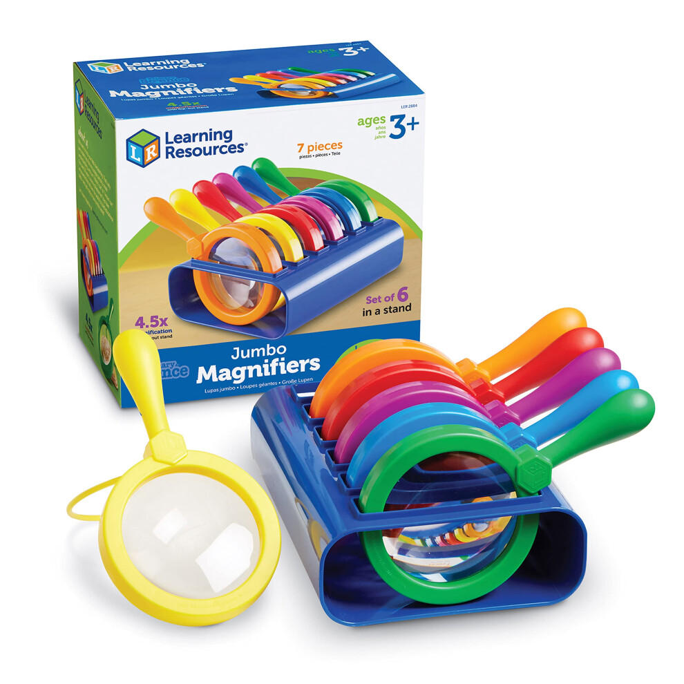 Learning Resources Primary Science Jumbo Magnifiers with Stand - 6 Pie