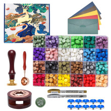 Iteryou Wachssiegel-Stempelset  630 Stck Wachsperlen, Geschenkbox, Wrmer, Metallstifte, Umschlge, Stempelset fr Geschenke und Dekoration