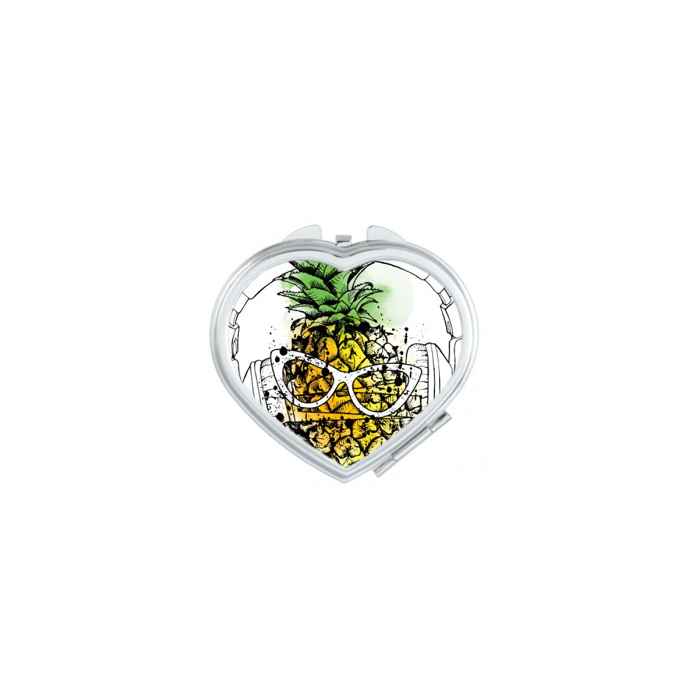 Diythinker Headset Pineapple Sunglasses Fruit Heart Mirror Travel Magnification Portable Handheld Pocket Makeup