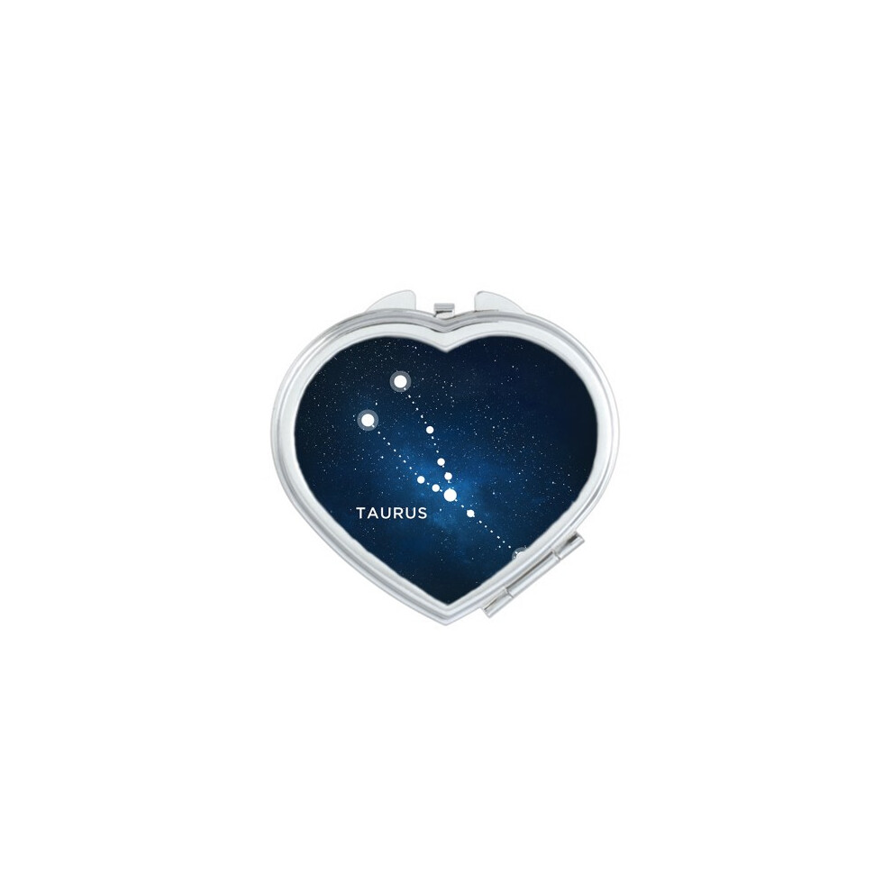 Diythinker Taurus Constellation Zodiac Sign Heart Mirror Travel Magnification Portable Handheld Pocket Makeup