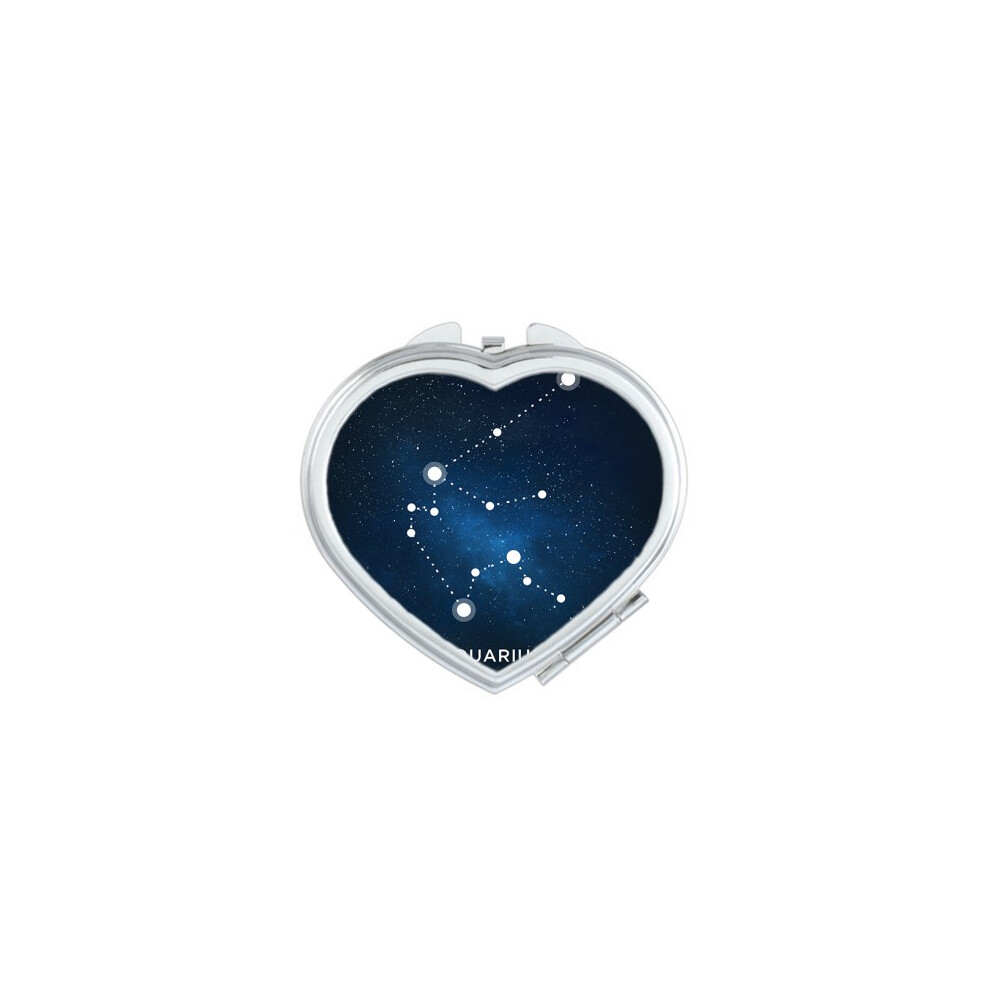 Diythinker Constellation Zodiac Sign Heart Mirror Travel Magnification Portable Handheld Pocket Makeup