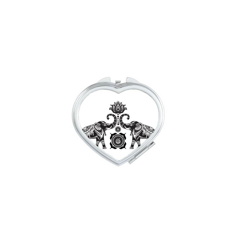 Diythinker Paint Elephant Friend Two Happy Heart Mirror Travel Magnification Portable Handheld Pocket Makeup