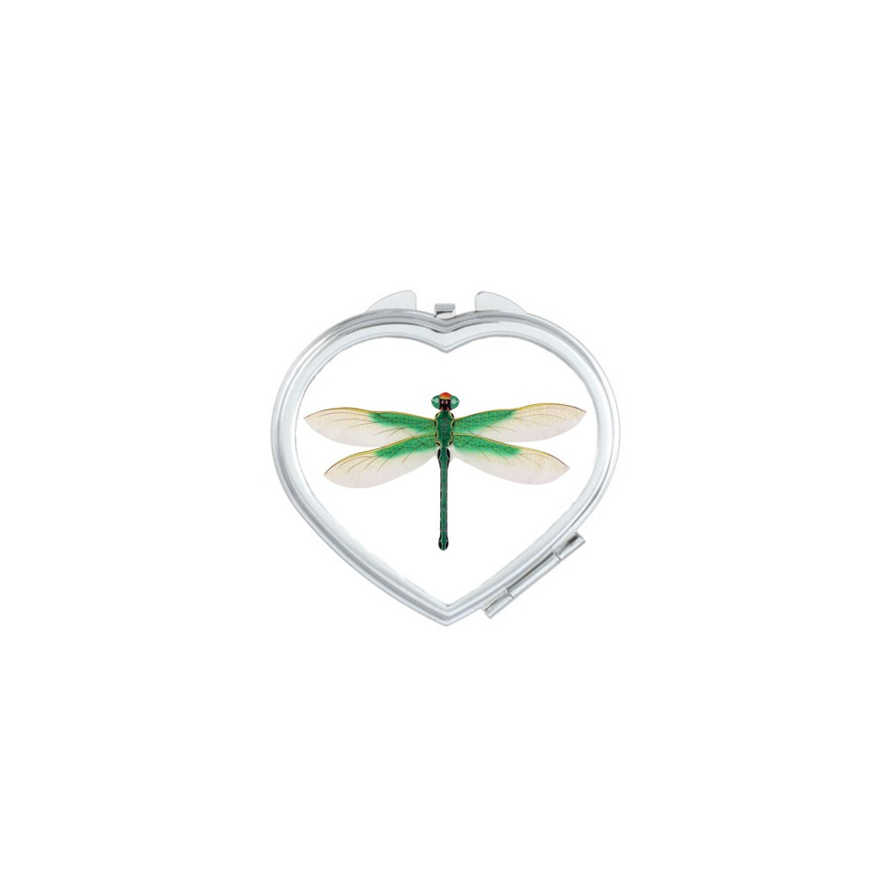Diythinker Traditional Chinese Kite Dragonfly Pattern Heart Mirror Travel Magnification Portable Handheld Pocket Makeup